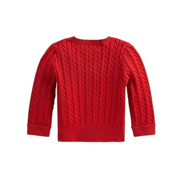 Polo Ralph Lauren Girls Cable Knit Cardigan Sweater Free Bow Red Size 3M NWT - Picture 4 of 5